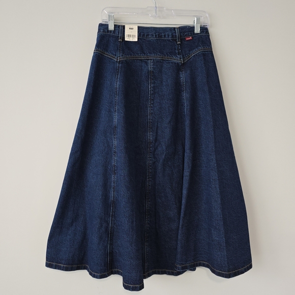 Levi's High Rise Denim Circle Skirt Women 28 Dark Wash Yoke Western NWT - Picture 2 of 9